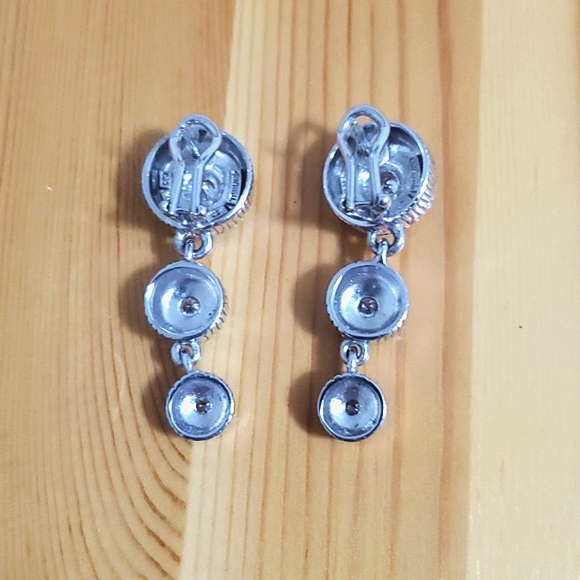 Vintage Signed Judith Ripka 925 Sterling Silver Cubic Zirconia Drop Earrings - Picture 2 of 8
